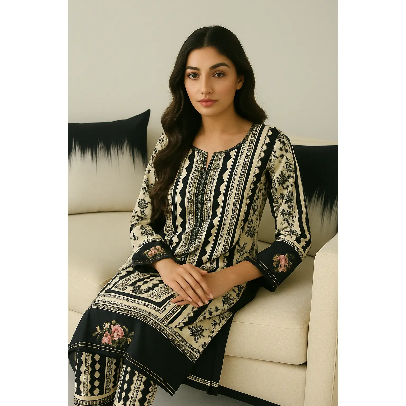 Trending Woven Print 3pc China Silk