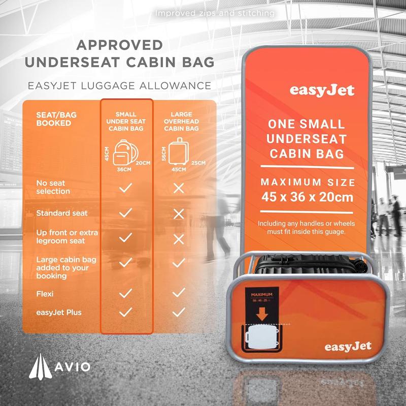 Wave Cabin Suitcase 45x36x20cm - Lightweight Double Wheel Luggage Bag, 2 Internal Pockets, Telescopic Handle 3 Heights, Durable ABS Hard Shell - Approved by Most Airlines 8