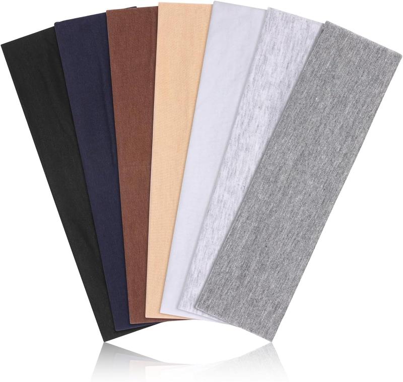 7PCS Non Slip Headbands for Women - Soft Cotton Cloth Stretchy Hair Bands for Workout Yoga Running 0