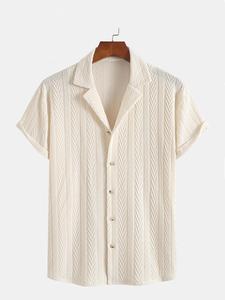 Men's Solid Shirt, Regular Fit Casual Shortsleeve Button Shirt for Summer, Men's Clothes for Beach Vacation, Menswear