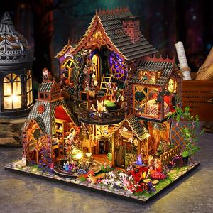 3D Wooden Puzzle, DIY Book Nook Kit, Magic Forest Elf House Model Kit, 3D Desktop Decoration Ornament, DIY Model Kit for Bookshelf Decoration, Stocking Fillers Gift, Christmas, Christmas Gift