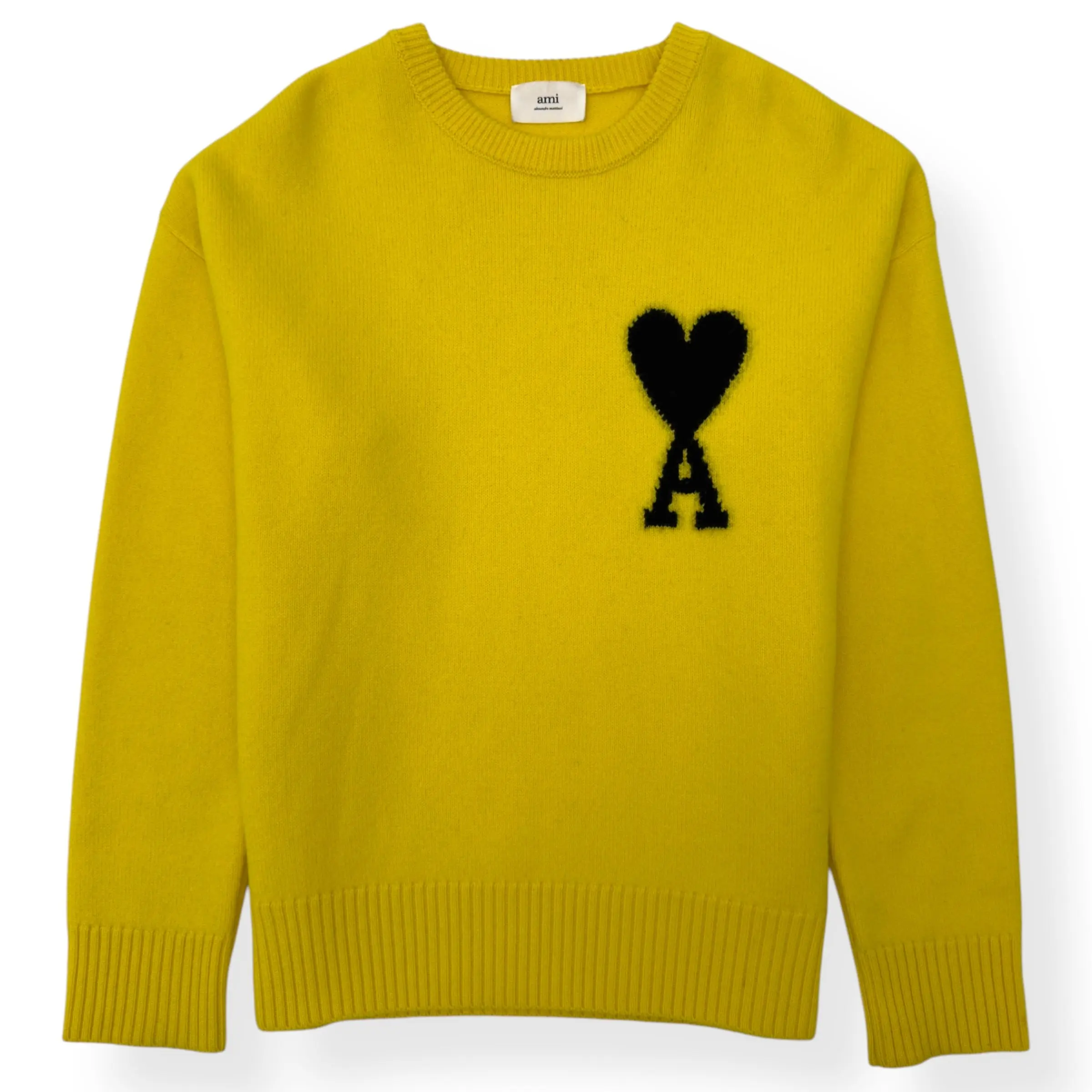 PRE-OWNED AMI PARIS CREWNECK SWEATER YELLOW / BLACK L