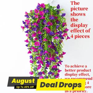 Artificial Morning Glory Vine, 2 Counts/set Faux Flower Vine, Decorative Flowers for Home Party Wedding Outdoor Yard Wall Hanging, Ornaments, Home Decor Accessory