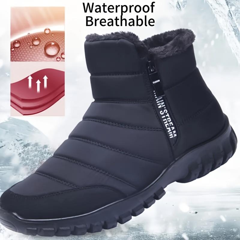 Men'S Solid Black Snow Boots with Side Zipper - Warm Fleece Lined, Non-Slip Ankle Boots for Winter Hiking and Trekking, and Breathable, Winter Hiking Boots|Stylish Winter Boots| Boots 1