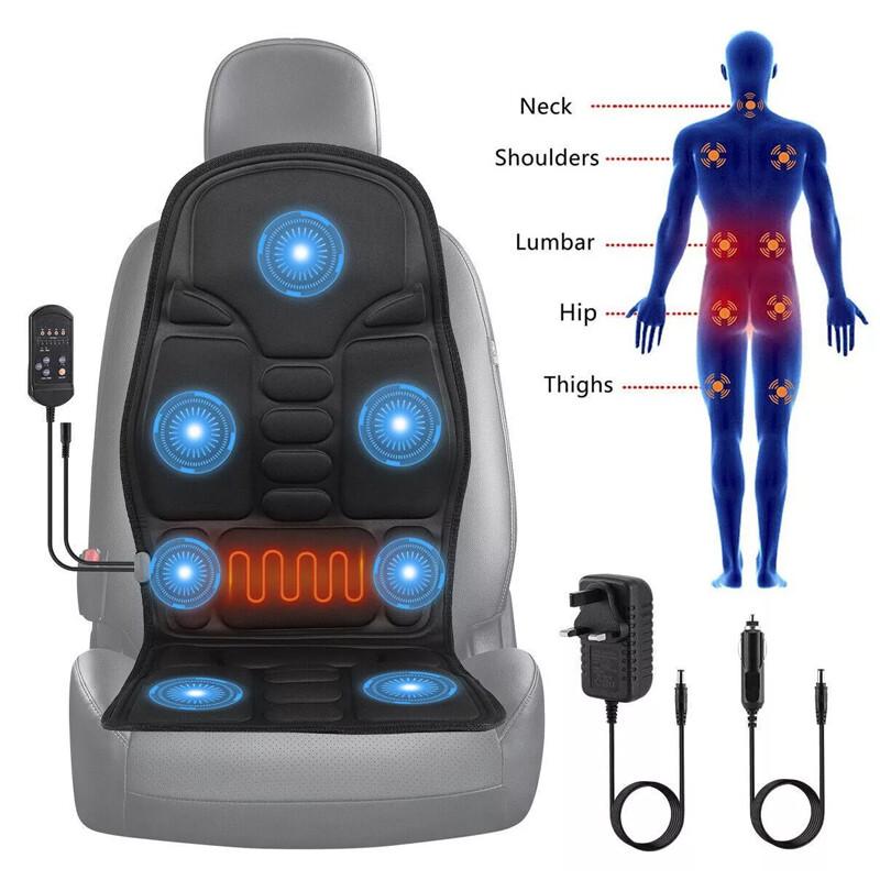 8 Modes Massage Cushion Full Back Car Chair-Seat Pad Mat Neck Heat Massager UK 5