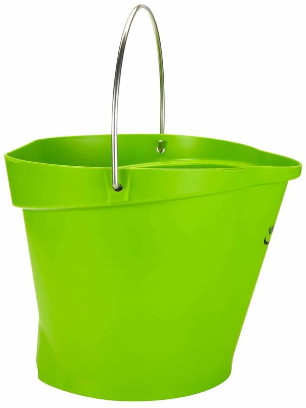 Vikan 568677 Durable Polypropylene Hygiene Bucket/Pail, Stainless Steel Handle, 1