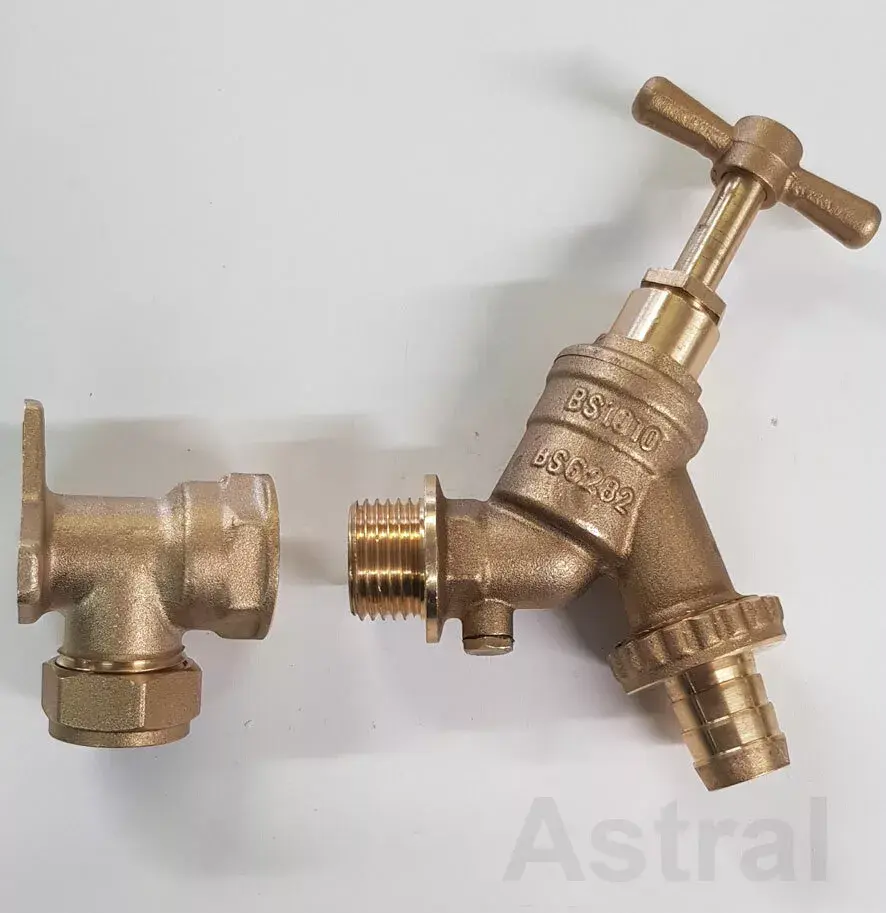 Outdoor Garden Bib Tap 1/2" / Wall Plate Elbow Compression - Choose Combination