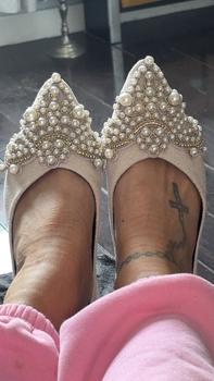 Product Review of Women's Fashionable Rhinestone & Faux Pearl Decorated Slip on Ballet Flats, Elegant Pointed Toe Flat Shoes for Daily Wear, Lightweight Breathable Comfortable Shoes for Women & Girls from P**t P**t 0