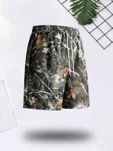 Men's Camo Print Quick Drying Gym Shorts, Casual Elastic Waist Beach Shorts for Outdoor Surfing, Breathable Men's Sports Bottoms for Summer