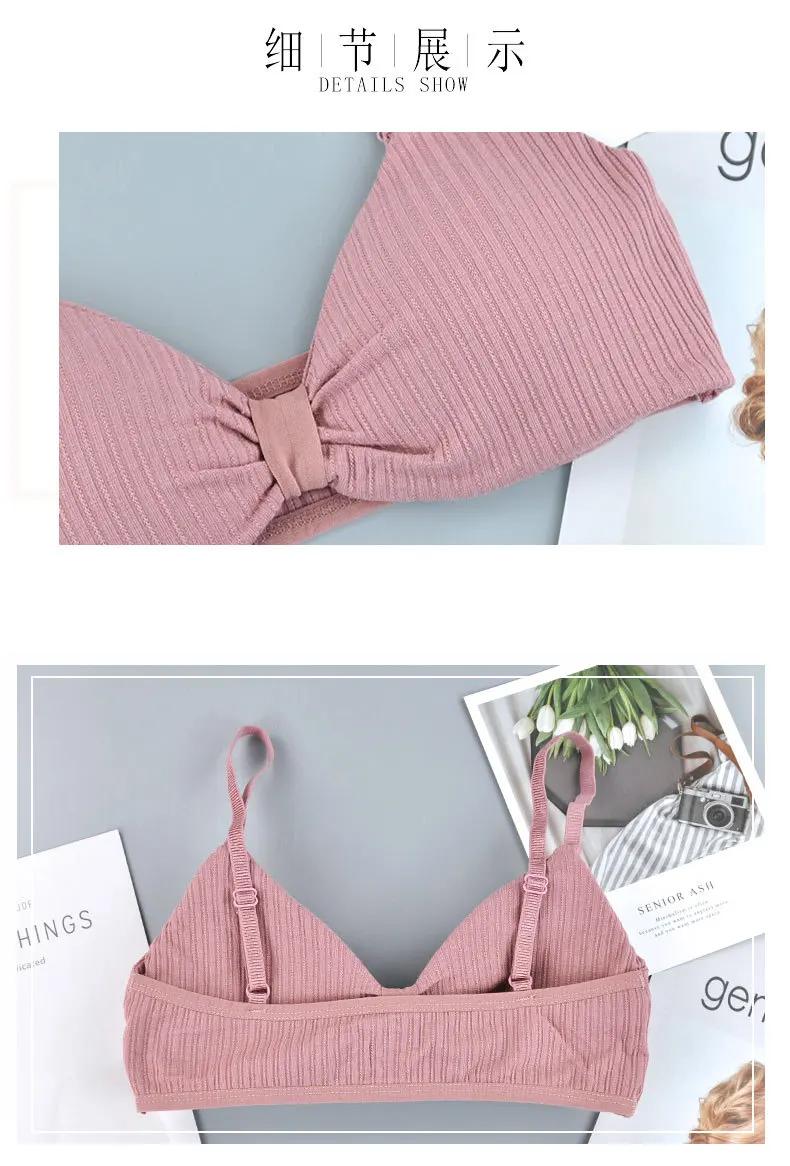 Product Introduction of Bow Back Strap with Thread Heart Knot Hot Selling Women's French Triangle Cup Thin Style No Steel Ring Gathering Wrapping Chest 10