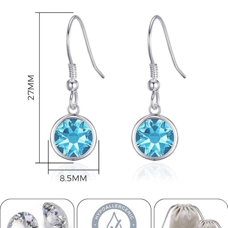 Philip Jones March Birthstone Drop Earrings Created with Aquamarine Zircondia Crystals 4