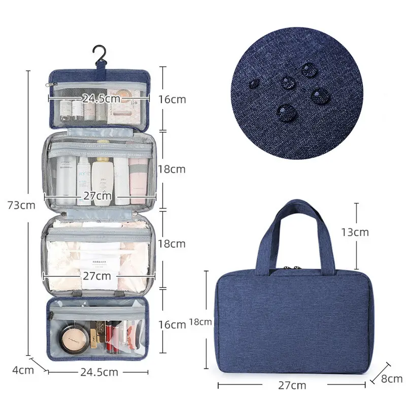 Travel Toiletry Bag, Large Hanging Makeup Bag Organizer for Women, Transparent Travel Cosmetic Bag with Hanging Hook for Full Size Bottles, Vacation Essentials, Medium 1