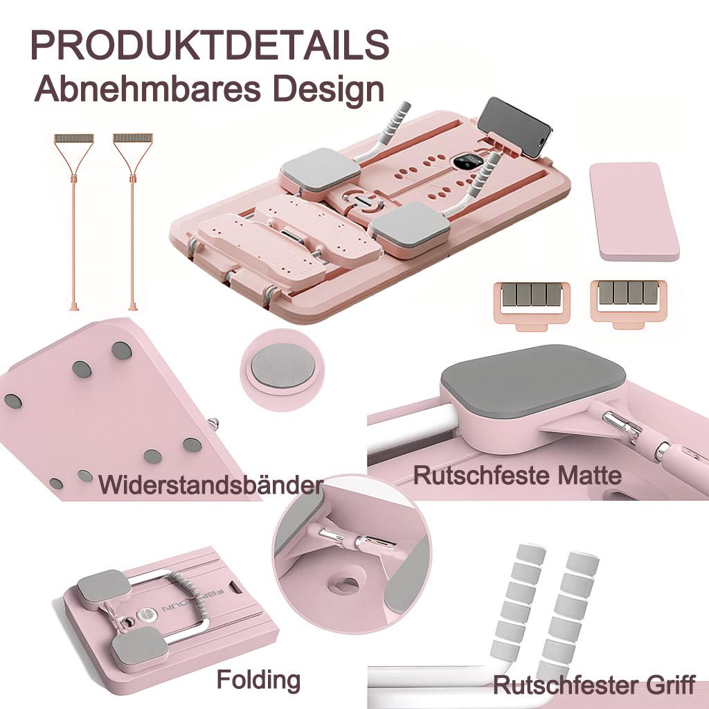 5-in-1 Faltbares Pilates-Board mit Skitrainingsfunktion, Widerstandsbändern und Bauchmuskelrad – Kompaktes, rutschfestes Fitnessgerät für zu Hause_voghion.com