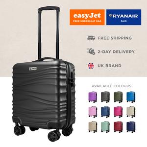 AVIO Wave & Jett Cabin Moving Suitcase 45x36x20cm –Cabin Bag 2025 | Ryanair Air Jet2 EasyJet  Suitcase 45x36x20cm | Hard Shell Lightweight Trolley | Fits Under Seat | Avoid Baggage Fees | Travel Cabin Case | Spinner Wheels | Hand Luggage Size