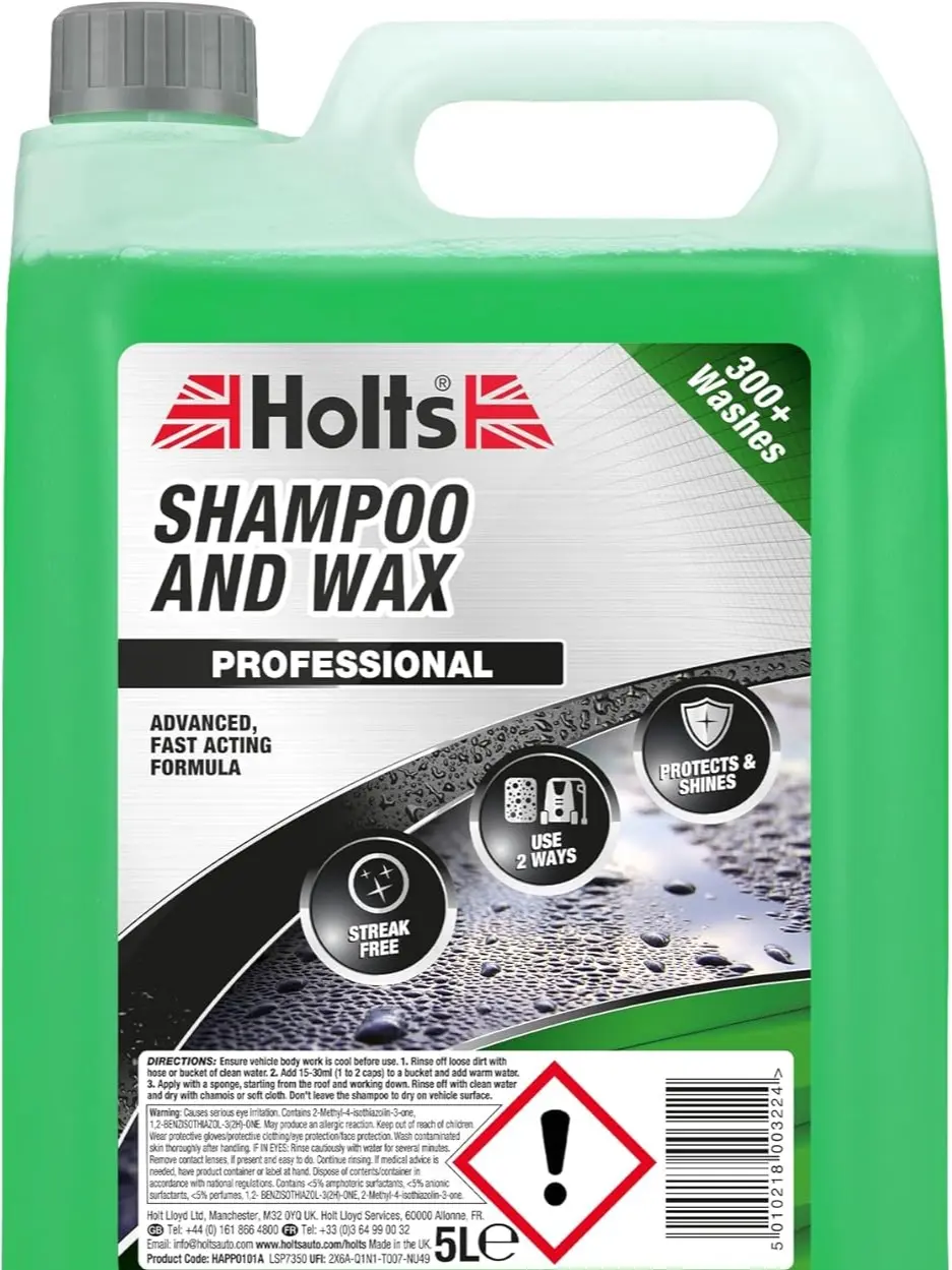 Car Shampoo And Wax 5L, Easy Rinse Car Wash Shampoo, Protects & Shines, For Hand Or Pressure Wash, Dual Action Car Cleaning