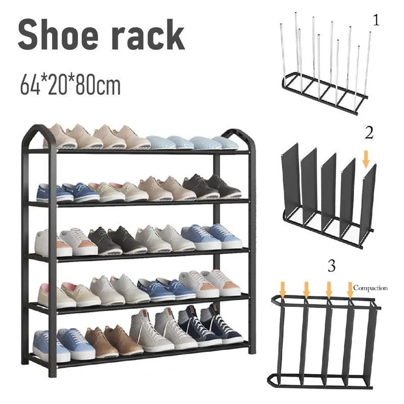 5-Tier Space-Saving Shoe Rack - Slim Modern Shoe Shelf for Entryway, Hallway & Closet | Lightweight Durable Shoe Organizer with Non-Slip Brackets | Compact Storage Solution for 12-20 Pairs of Shoes 1
