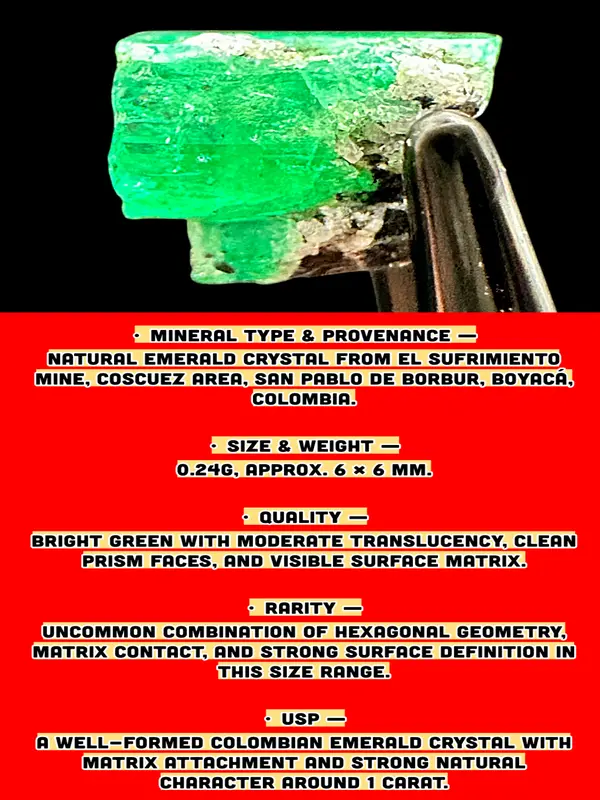 natural emerald crystal, raw emerald, Colombian emerald, green emerald crystal, rough emerald, emerald collector gift, crystal gift 2