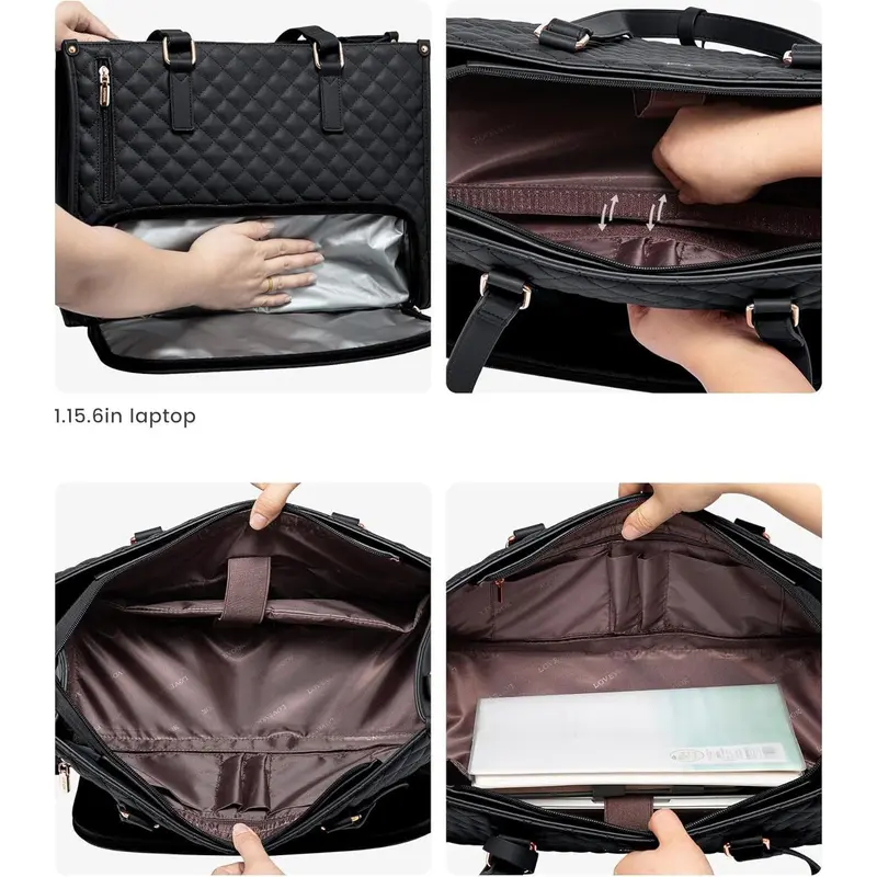 2025  2pcs Ladies Shoulder Bags Tote Handbag Lunch Box Daily School Business Waterproof Women Laptop  With Insulated Cooler Bag 4