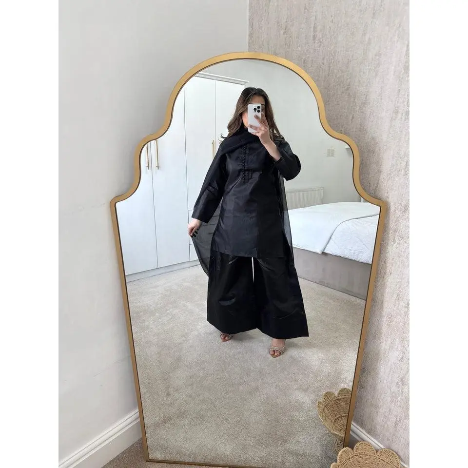 Farshi shalwar suit on silk with chiffon duppata