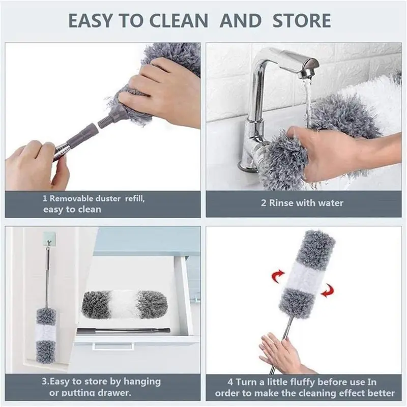 Extendable handle Feather Duster 250cm Long Telescopic Magic Static Duster Brush 8