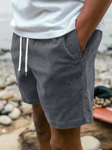 Men's Solid Color Corduroy Shorts, Loose Casual Comfy Breathable Shorts for Summer, Men's Bottoms for Daily Wear