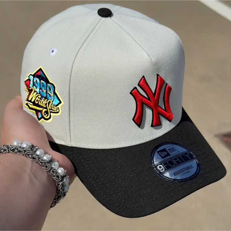 New Era NY Hat – Classic Navy 9FORTY Adjustable Cap, Retro Logo Style 1