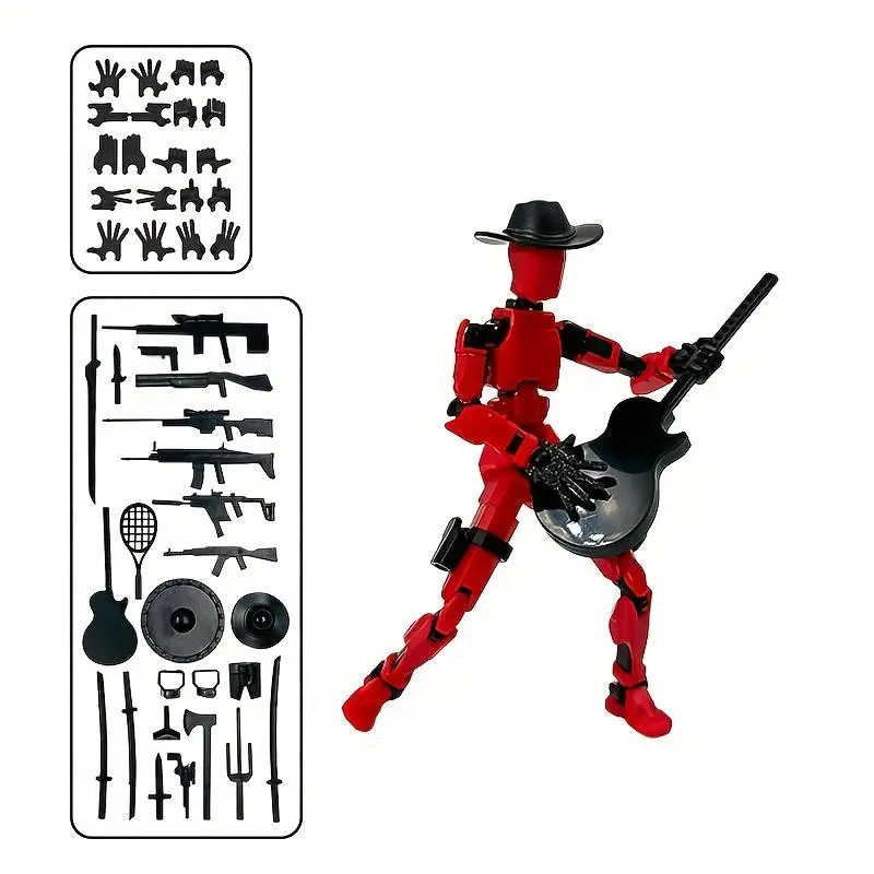 Poseable T13 Action Figure with Weapon Accessories – Multi-Jointed Articulated Titan 13 Dummy Collectible, Desktop Decor for Gamers, Durable ABS, Ages 14+ – Bendables Series 6