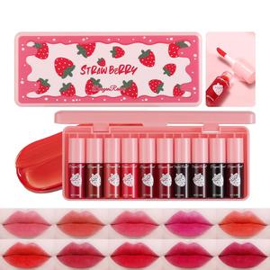 Long-lasting Lip Gloss Set, 10pcs/set Strawberry Glossy Lip Stick, Hydrating Lip Oil Moisturizing Lip Gloss Elegant Hydrating Cosmetic for Makeup, Girls and Women Makeup Set, Lipstick, Moisture