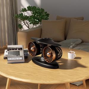 Portable Aircraft Design Fan, Rechargeable Desktop Fan, Rotating Fan for Indoor, Office, Outdoor Camping, Ultra-silent Fan