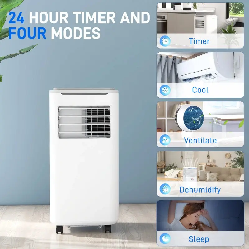 9,000-BTU - Portable Smart Air Conditioner 4-in-1 Dehumidifier, Fan with Remote, 24H Timer and Window Venting Kit 4
