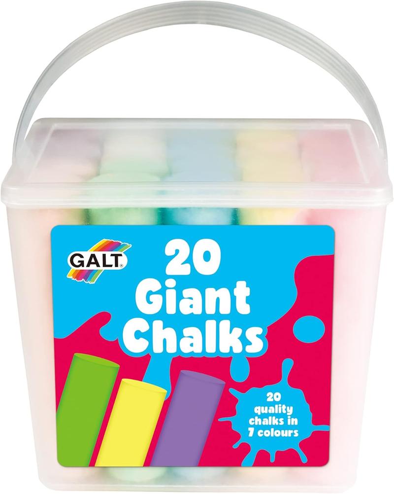 Product Introduction of Galt 20 Giant Chalks - Extra Large Childrens Chunky Pavement Chalks - Bright Vibrant Colours - Washable, Easy Clean Outdoor Kids Garden Toys - Portable Carry Case with Handle - Ages 3 Years Plus 3