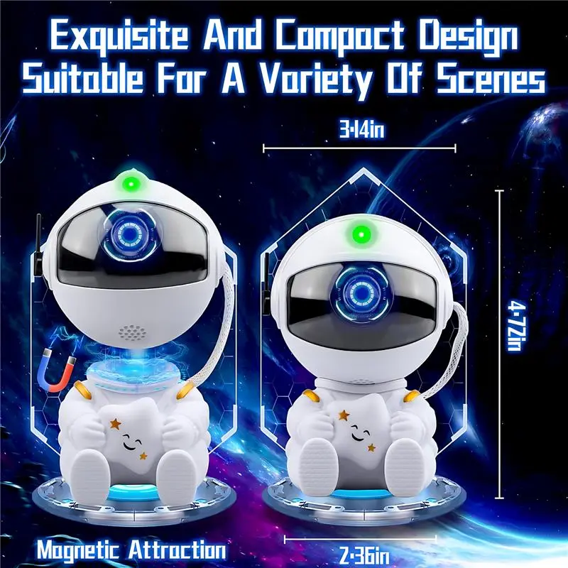 Astronaut Galaxy Star Projector - 7 Effects Night Light for Bedroom, Kids Room, Game Room, Home Theater - Remote Control and Timer - Portable and Innovative Design - Audio speakers  bluetooth astronaut  projector  light astronaut  projector 4