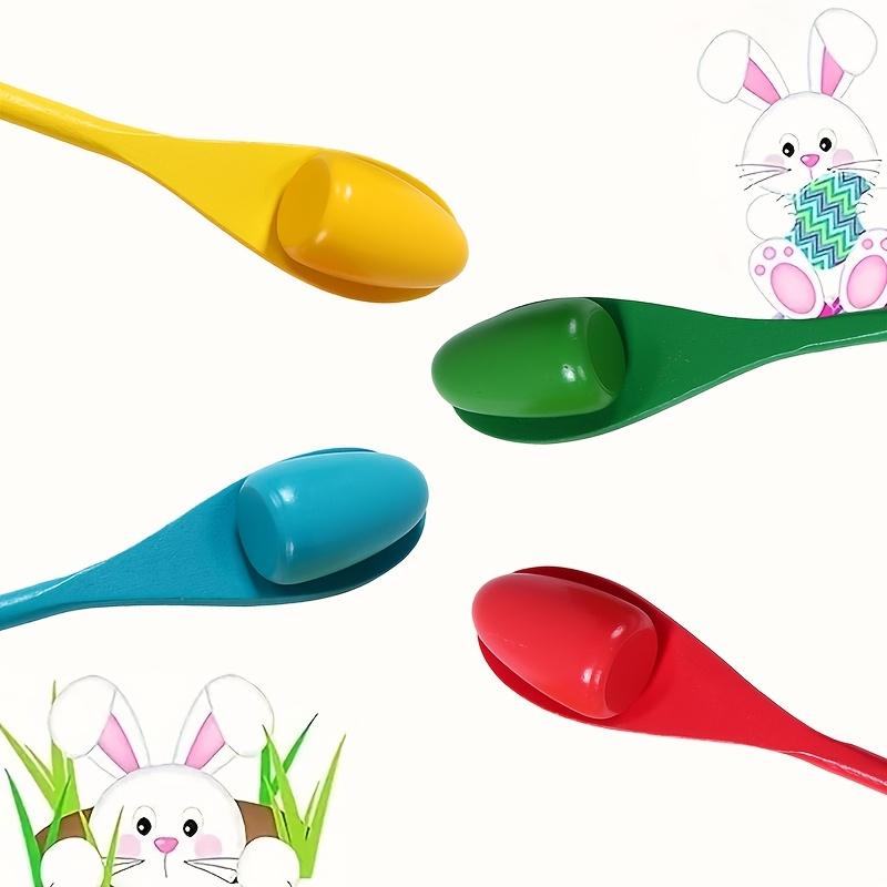 4 Sets Wooden Balance Spoons - Easter Egg Spoon Race Game Set for Party Decorations, Outdoor Fun Games, and Party Gifts, Party Supplies 0