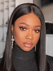 Human Hair Straight Lace Front Wigs,  Gorgeous Fluffy Wigs with Baby Hair for Women & Girls, Human Hair Lace Front Wigs for Party, Daily Use