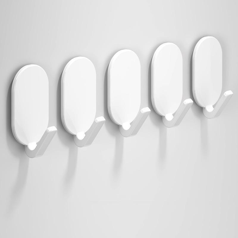 5pcs Heavy-Duty Adhesive Hooks, No Drilling Needed, Ideal For Bathroom And Toilet, Effortlessly Hang Towels On Walls Or Doors, Leaves No Traces Behind 2