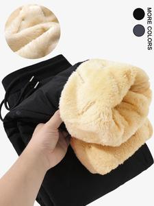 Men's Regular Fit Plain Drawstring Waist Thermal Lined Jogger Pants, Casual Warm Waterproof Zipper Pocket Trousers for Daily Wear, Men's Bottoms for Winter, Work Trousers, Workout Joggers