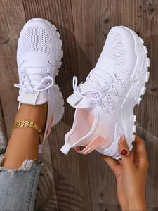 Women's Fashionable Lace Up Low Top Sneakers, Casual Comfortable Breathable Sports Running Shoes, All-match Basic Shoes for Daily Wear