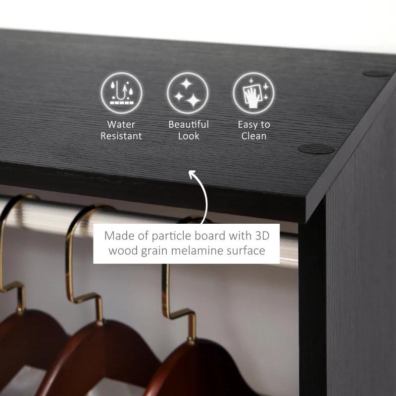 Small Rolling Open Style Wardrobe with 3 Storage Shelves and 2 Inner Railings 5