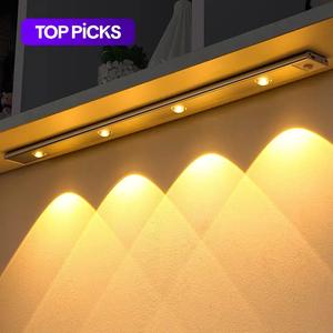 Motion Sensor Light, USB Rechargeable LED Sensor Lamp, Indoor Lighting, Wireless LED Light for Kitchen Cabinet Bedroom Wardrobe, Adjustable Lights