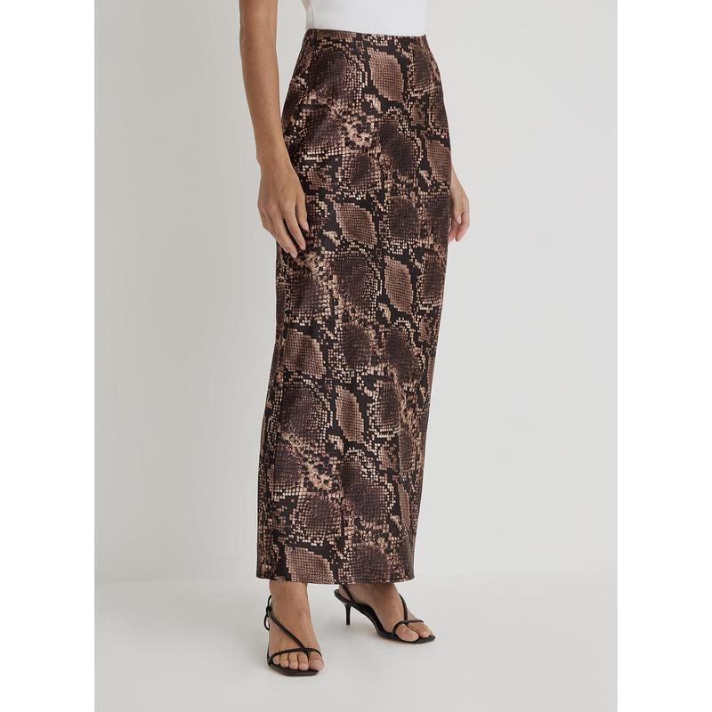 Snakeskin Satin Maxi Skirt- Novah 4