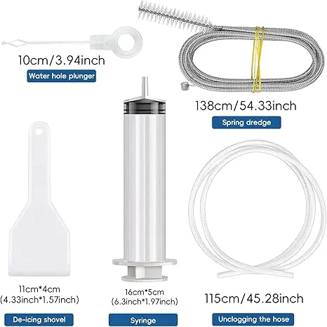 Fridge Dredger Set, 5 Pcs Fridge Drain Pipe Blocked Dredging Tool Refrigerator Drain Hole Blockage Remover Kits Household 4