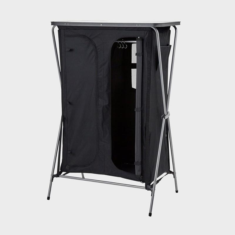 Wardrobe with 5 Shelves, Hanging Rail & Side Pockets, Steel Frame, Easy to Assemble, Portable, Folding, Collapsible, Ideal for Camping and Festivals, includes Carry Bag, Black 7