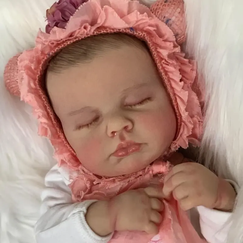 22 Inch Sleeping Art Reborn Baby Doll 55cm Soft Touch Silicone Newborn Baby Toy With 3D Painted Skin And Hand Painted Visible Veins Birthday Gift For Children Easter Gift 7
