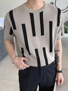 Men's Regular Fit Striped Print Polo Shirt, Casual Short Sleeve Collared Top for Summer, Fashion Men's Clothes for Daily Wear, Tropical