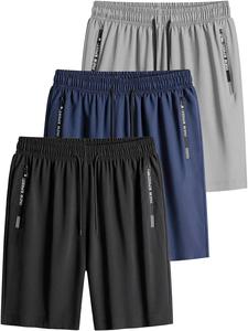 Men's 3pcs Plain Zipper Pocket Drawstring Shorts, Casual Elastic Waist Bottoms for Summer, Shorts for Men, Breathable Men's Clothes for Daily Wear, Shorts for Men, Athletic Menswear, Sport Activewear, Comfortable Fabric