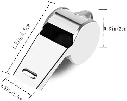 Stainless Steel Whistle, Metal Referee Whistle with 41cm Lanyard, Stainless Sports Whistles for Outdoor Activities, Referees, Coaches, Lifeguards, Soccer, Basketball-Silver 2