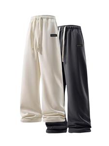 Men's Letter Patched Drawstring Waist Pants, Casual Loose Pants for Summer, Men's Trousers for Daily Wear