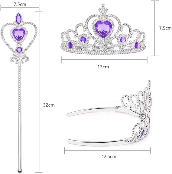 Elsa Princess Tiara, Tiara Crown and Fairy Wand Elsa Dress Up Accessories Set for Party, Cosplay 1