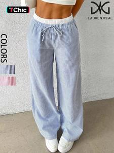 Women's Striped Print Wide Leg Pants, Casual Comfy Wideleg Trousers for Daily Wear, Ladies Bottoms for All Seasons, Summer Baggy Trousers, Womenswear