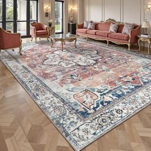 Area Rugs For Living Room, Large Machine Washable Area Rug, Non Slip Vintage Retro Rugs For Bedroom, Soft Boho Abstract Rug Foldable Carpet Rugs For Living Room Home Office Decor